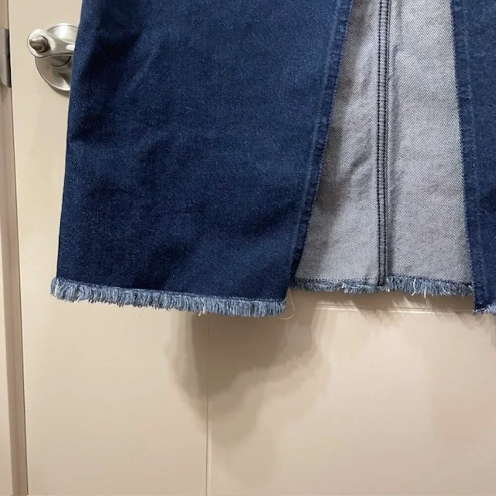 NWT Anthropologie Pilcro Madi Front Slit Denim Maxi Skirt Raw Hem Size 4